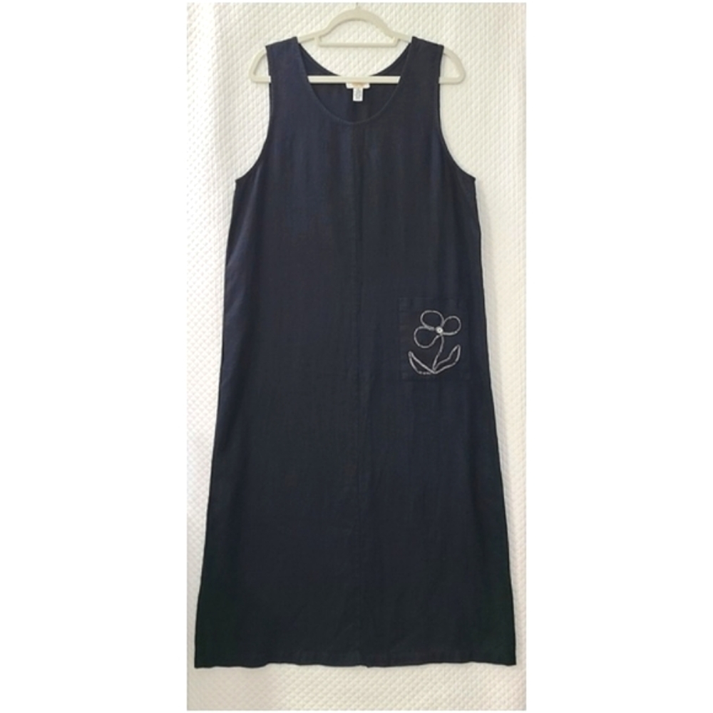 Talbots black pullover sleeveless linen maxi dress